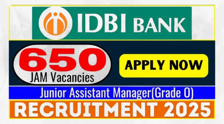 IDBI Bank Junior Assistant Manager (JAM) Recruitment 2025