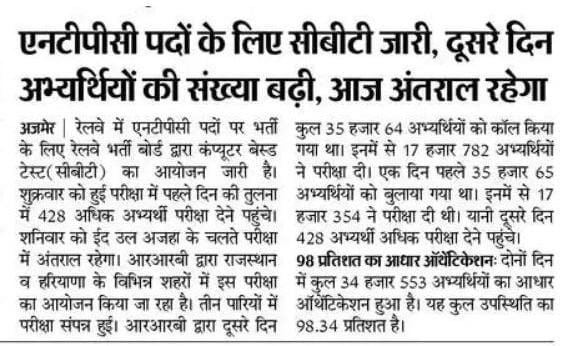 📊 RRB NTPC CBT परीक्षा अपडेट | 6 जून को रही 50% उपस्थितिरेलवे भर्ती में बढ़ रही भागीदारी, आधार ऑथेंटिकेशन से आसान प्रक्रिया