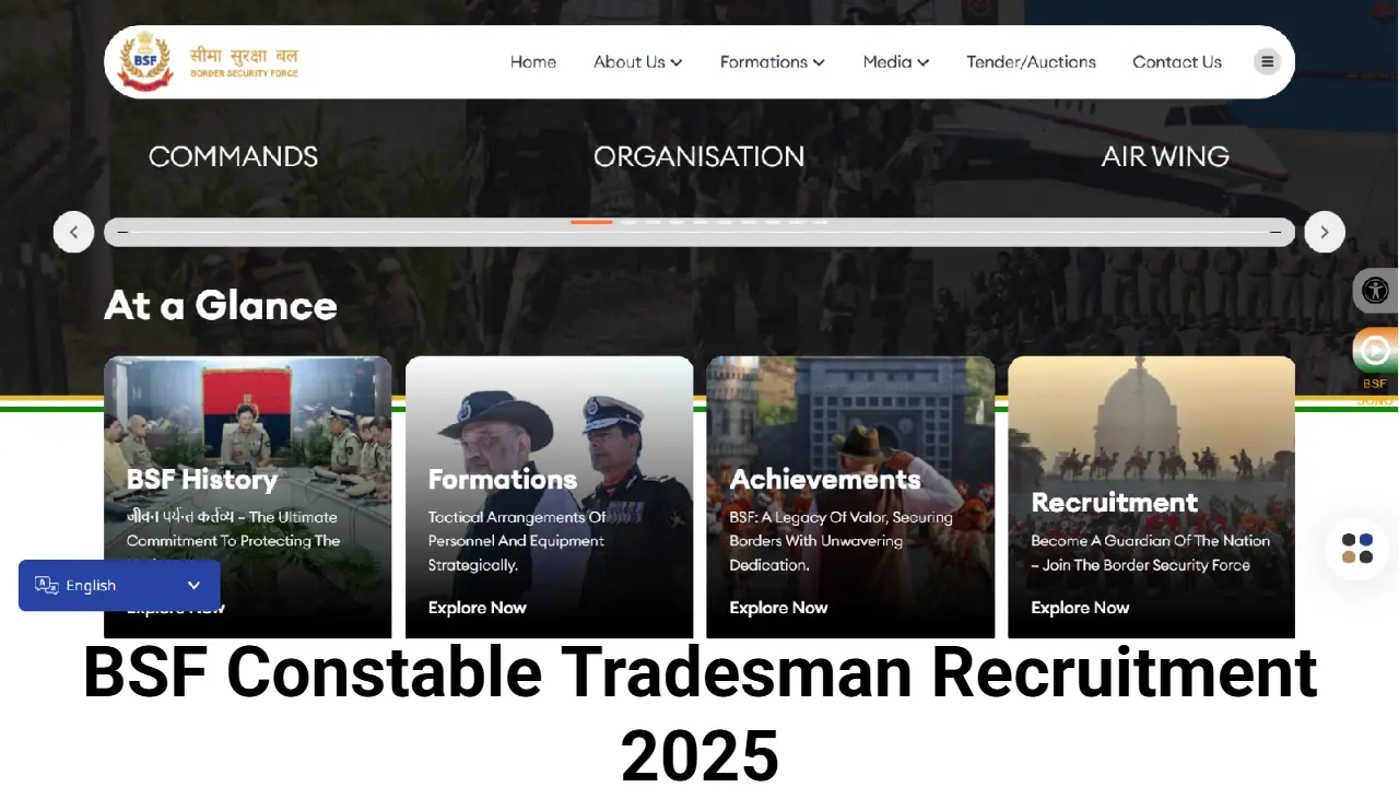 BSF Constable Tradesman Recruitment 2025: Apply Online for 3,588 Posts at rectt.bsf.gov.in