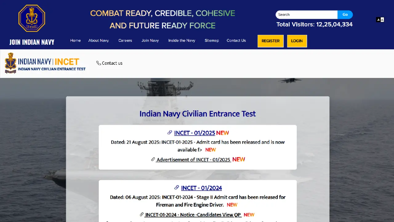 Indian Navy Civilian Admit Card 2025 Released – Download INCET Hall Ticket at joinindiannavy.gov.in