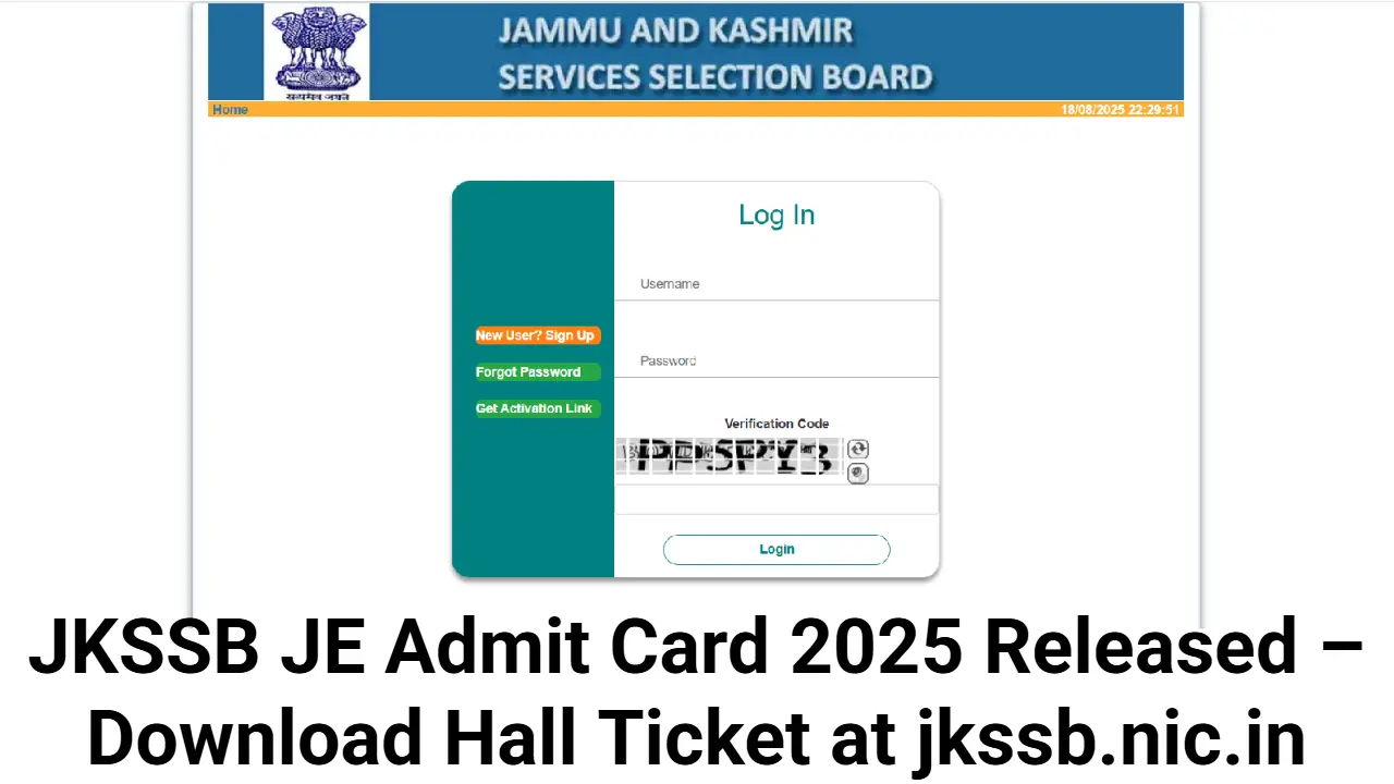 JKSSB JE Admit Card 2025 Released – Download Hall Ticket at jkssb.nic.in