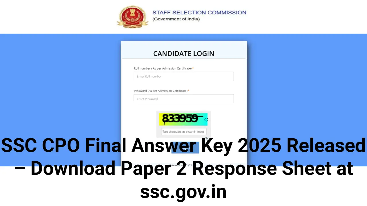 SSC CPO Final Answer Key 2025
